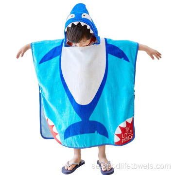 100% Cotton Surf Beach Poncho Handduk för barn
